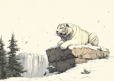 White Tiger on Cliff