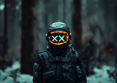 Astronaut with X Mask