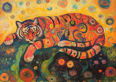 Tiger Floral Gustav Klimt