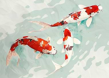 Koi Fish Watercolor Painting