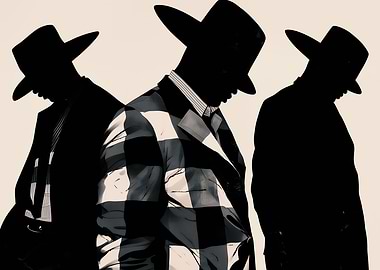 Three Silhouettes in Hats