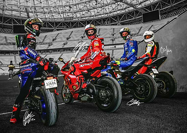 MotoGP Riders with Motorcycles