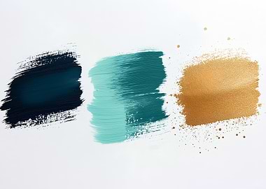Teal, Blue, and Gold Paint Swatch