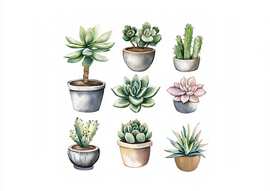 Succulent Watercolor Set