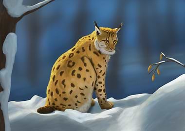 Lynx in Winter forest