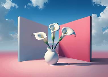 White Calla Lilies in Vase