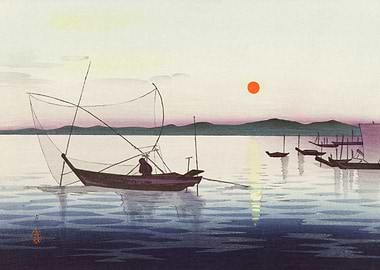 Japanese Fishing Boats at Sunset