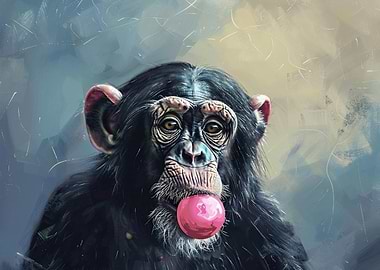 Chimpanzee with Pink Ball