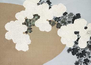 White Flowers on Tan Background