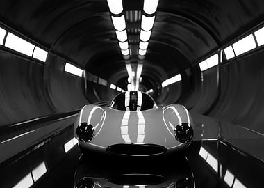 Futuristic Car in Tunnel