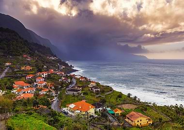 Coastal Village Under Stormy Sky, Madeira