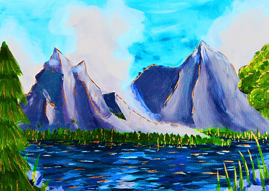 Mountain Lake Painting