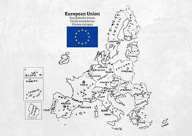Handdrawn Map of the European Union