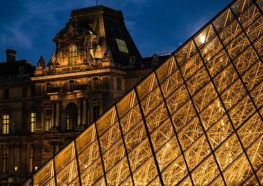 Louvre Pyramid at Night