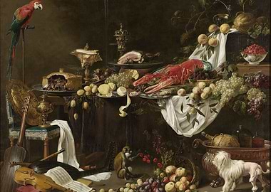 Still Life with Lobster and Parrot