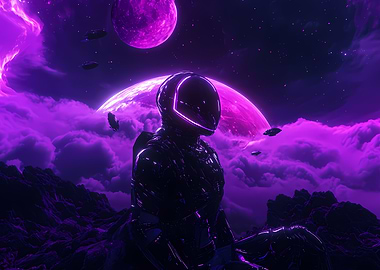 Astronaut in Purple Nebula