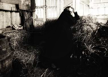 Solitary Figure in Hay