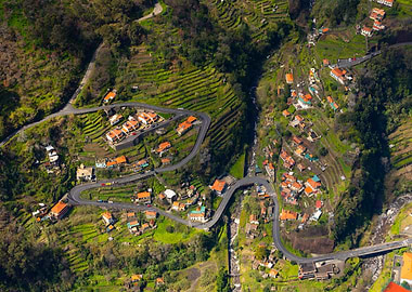 Aerial View of Winding Road, Madeira