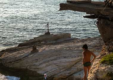 Coastal Cliffside with Figures