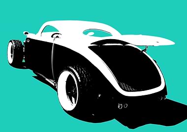 Black and White Hot Rod