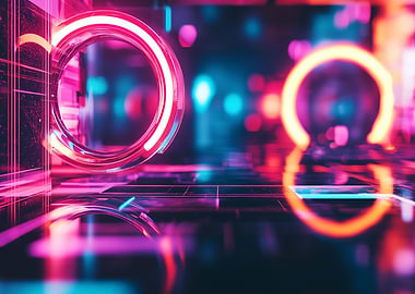 Neon Loops – Portal to the Abstract Grid - Neon Circle Abstract