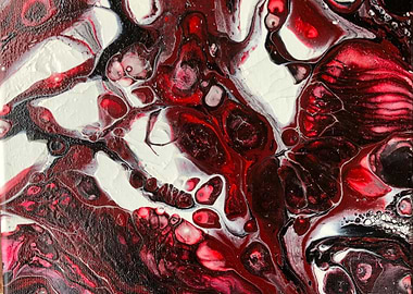 Red and Black Fluid art painting