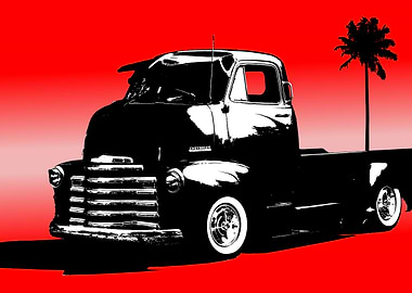 Vintage Pickup Truck Silhouette