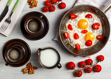 Breakfast with Eggs and Tomatoes