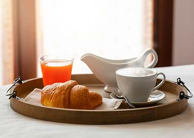 Breakfast Tray with Coffee and Croissant