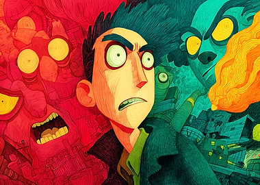 Man Surrounded by Monsters