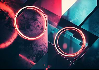 Lucent Balance – Harmony in Light and Glass - Neon Circles Abstract