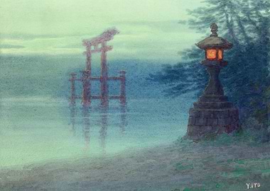 Japanese Shrine at Dusk