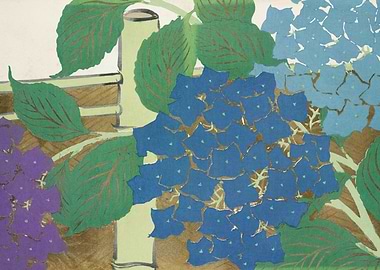 Hydrangea and Bamboo Print