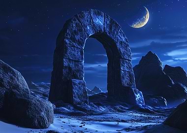 Stone Archway Under Night Sky