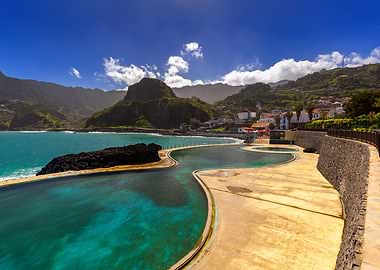 Oceanside Pool with Mountain View, Madeira