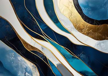 Abstract Blue and Gold Art