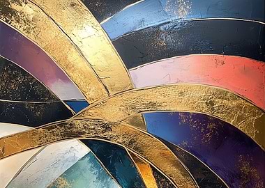 Abstract Gold & Blue Canvas Art
