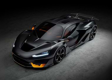 Black Supercar with Orange Accents