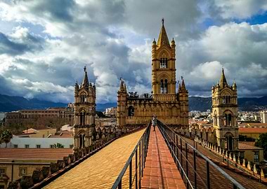Palermo Cathedral under dramatic clouds