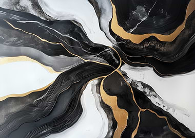 Abstract Black Gold Art
