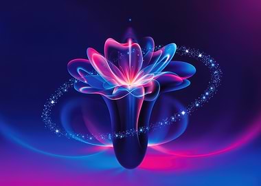 Neon Flower Abstract Art