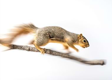 Squirrel Leaping on Branch
