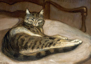 Sleeping Tabby Cat Painting, théophile steinlen artwork