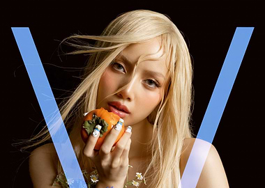 Woman with Persimmon and Blue Stripes