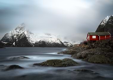 Red Cabin by the Fjord