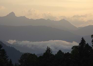 Mountain Range at Sunset