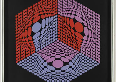 Victor Vasarely Op Art Geometric Print