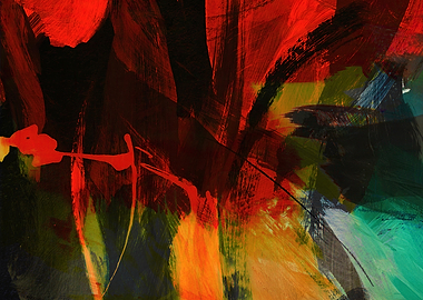 Abstract Red and Green Painting