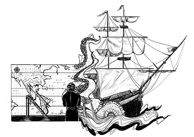 Ship and Kraken