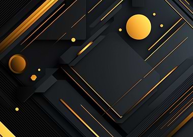 Black Circuit – Futuristic Gold Geometry - Black and Gold Abstract